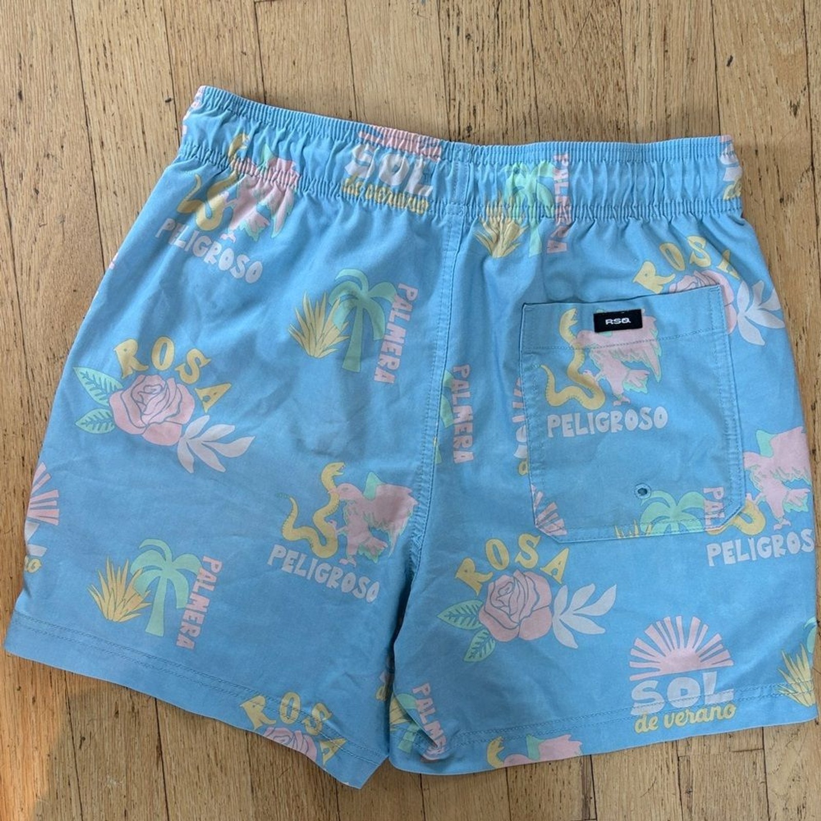 RSQ Light Blue Tropical Print Men’s Athletic Shorts