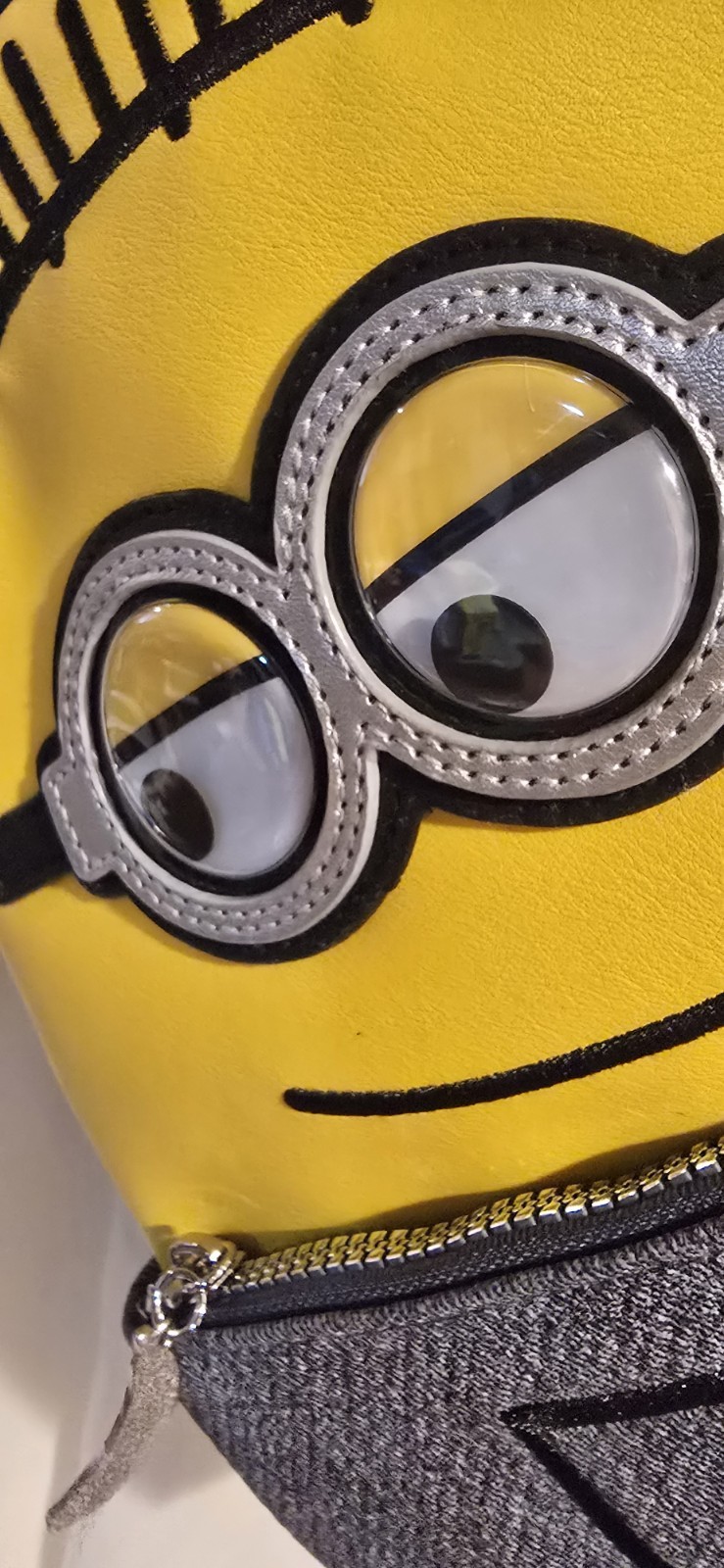 Minions Faux Leather & Denim Backpack with Moving Googly Eyes Primark NWT