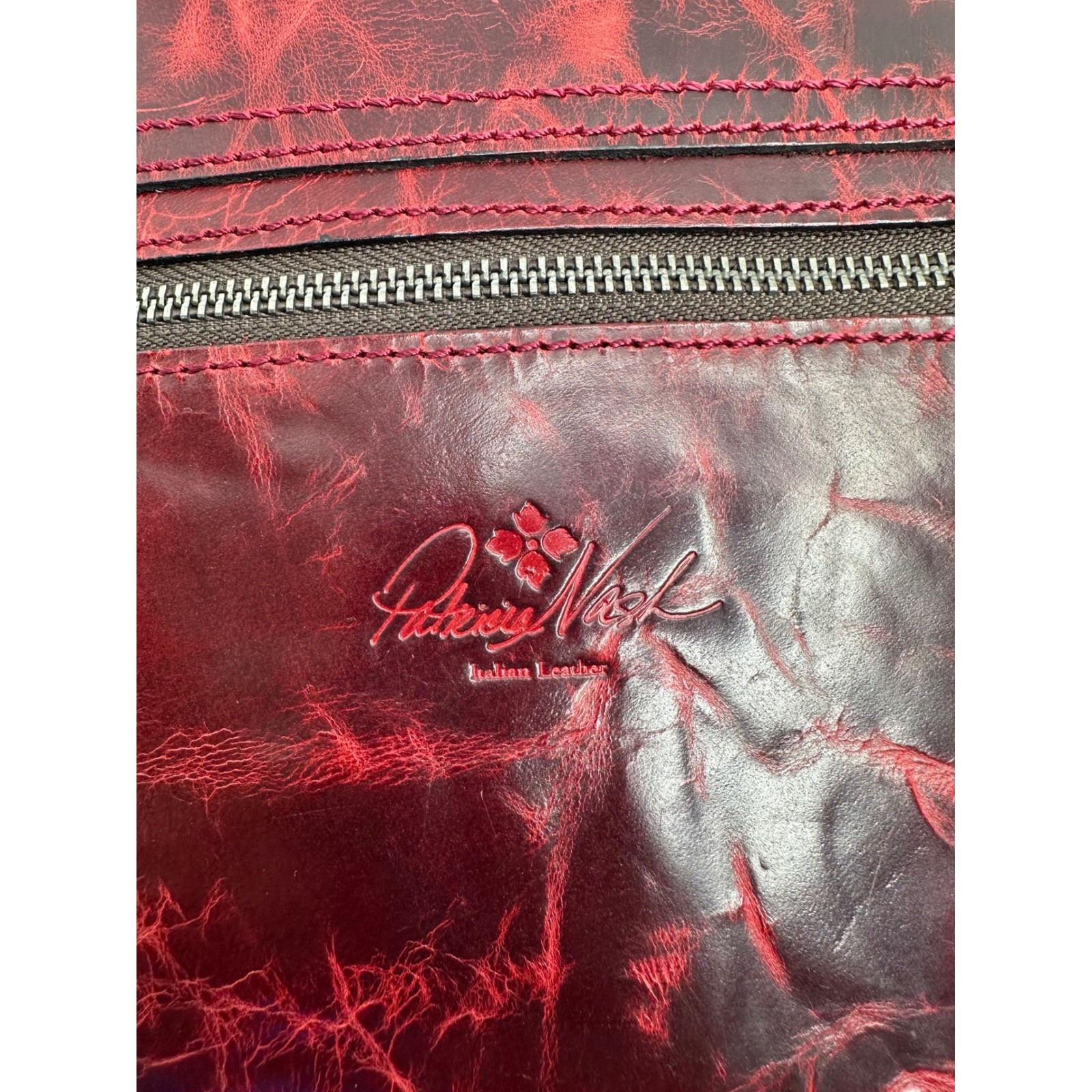 Patricia Nash Italian Leather Burgundy Distressed Clutch Envelope Folio 8X10