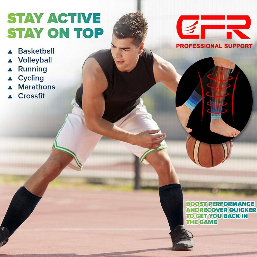 Pair Compression Socks Calf Sleeve Leg Support Brace 15-20mmHg Men Women Running