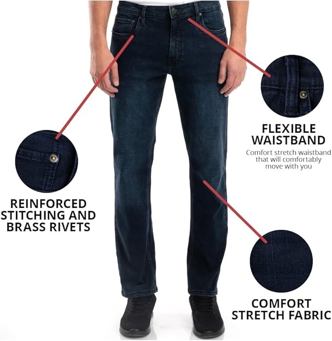 SALE NEW Urban Star Men’s Relaxed Fit Straight Leg Stretch Jeans 40×34