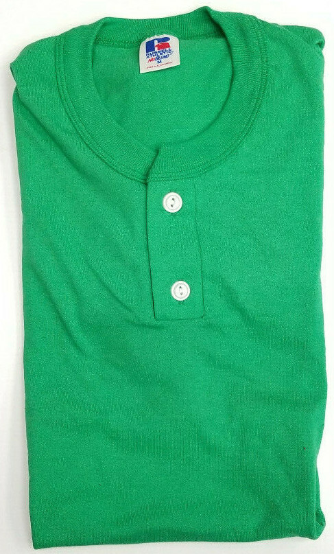 NEW Vintage Russell Athletic Blank 2 Button Henley T-shirt Mens El Salvador