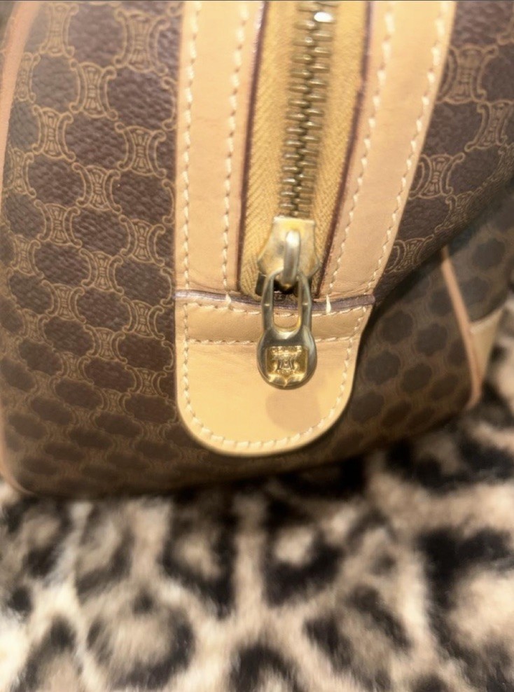Authentic Celine LeatherBrown Mini Macadam BostonBag NS120753