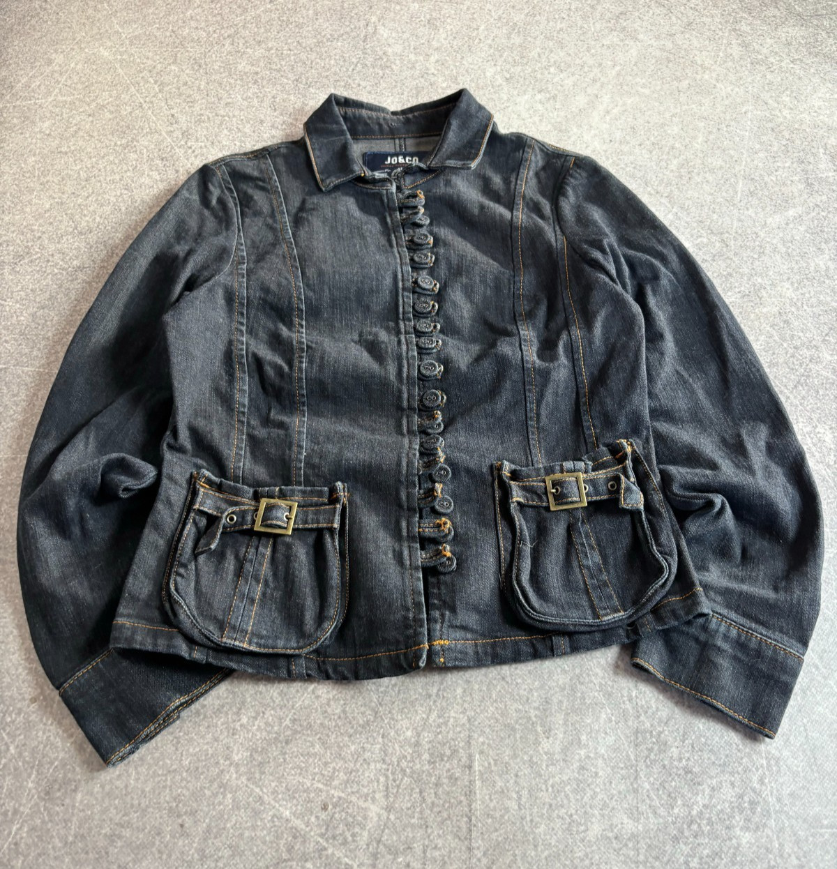 00s Gothic Napoleon Style Military Cotton Cropped Jacket Double Breasted Button