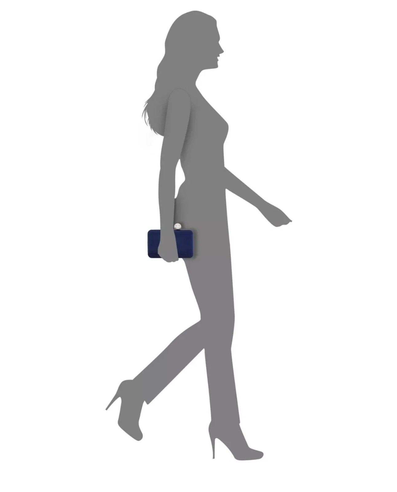 Nina Crystal Clasp Satin Minaudiere Evening Clutch Navy NWT