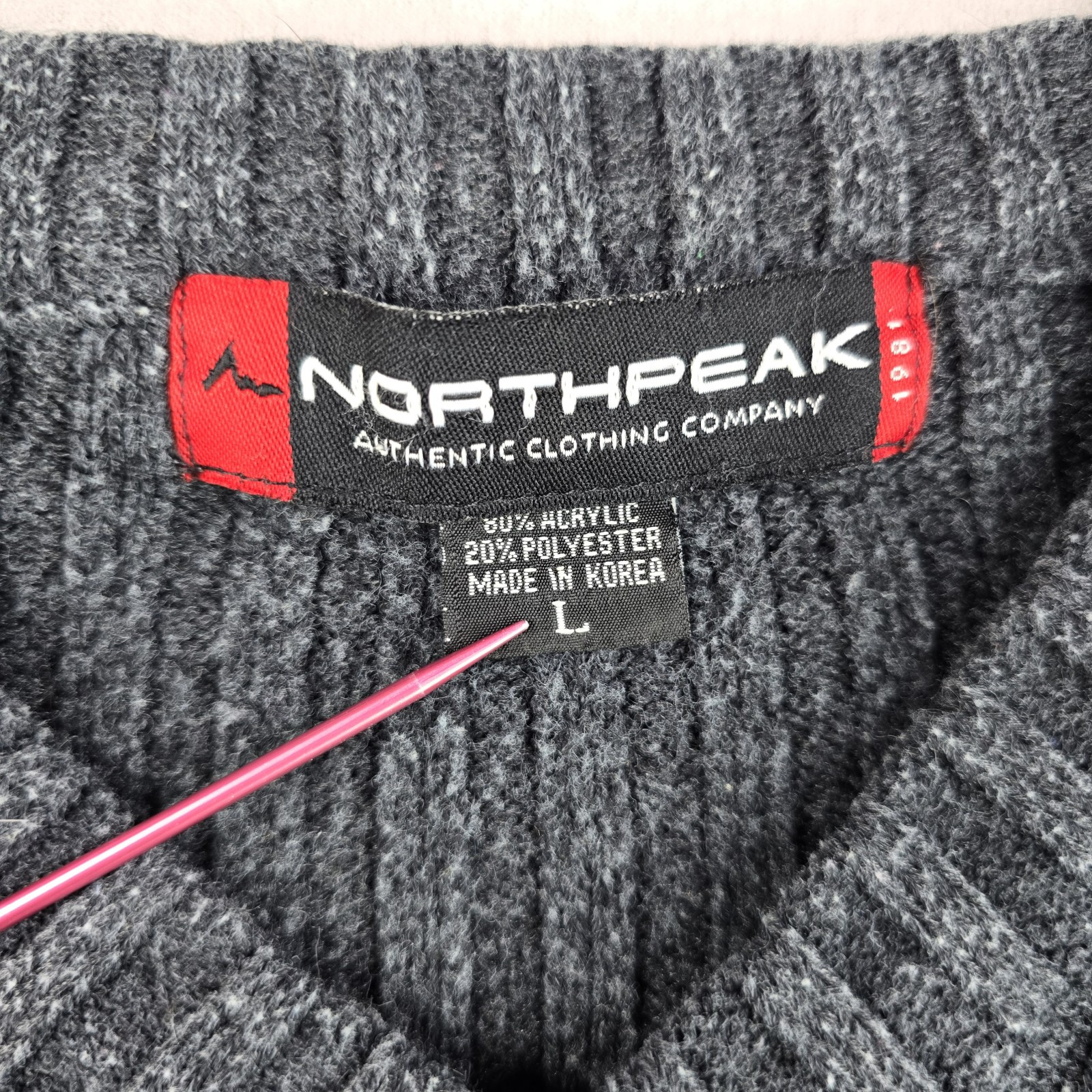 Northpeak Mens Sweater Large Pullover Ribbed Acrylic Polyester Blend Outdoors