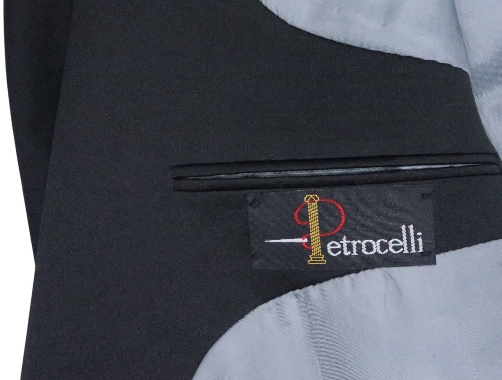 PETROCELLi vintage tuxedo 46 L – XL suit jacket blazer sport coat black 1 bttn
