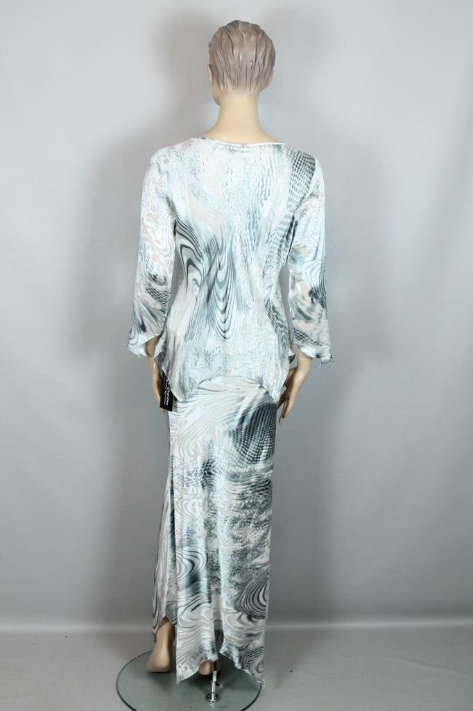 New ALIKI YAMANI CREATIONS Python 2pc Dress Silk Dragon Skirt Top Blouse M/L