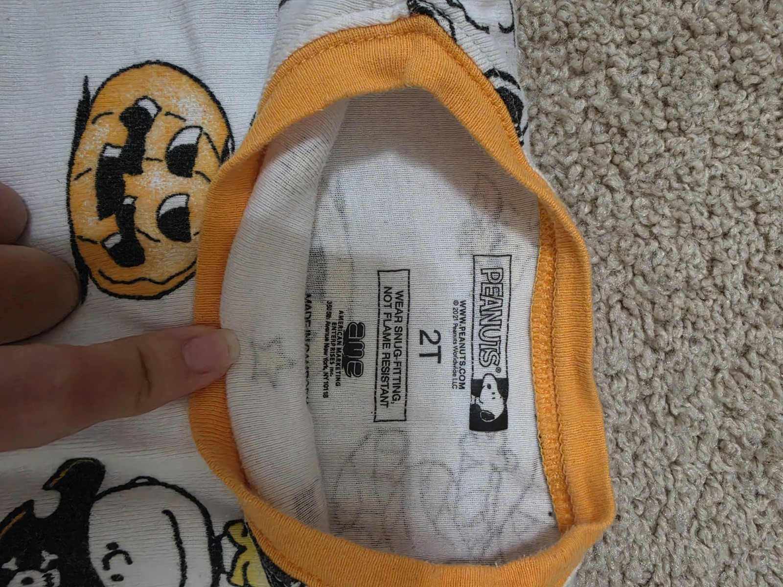 Peanuts Snoopy Snug Fit Halloween 2pc Cotton Pajama Set Long Sleeve 2T