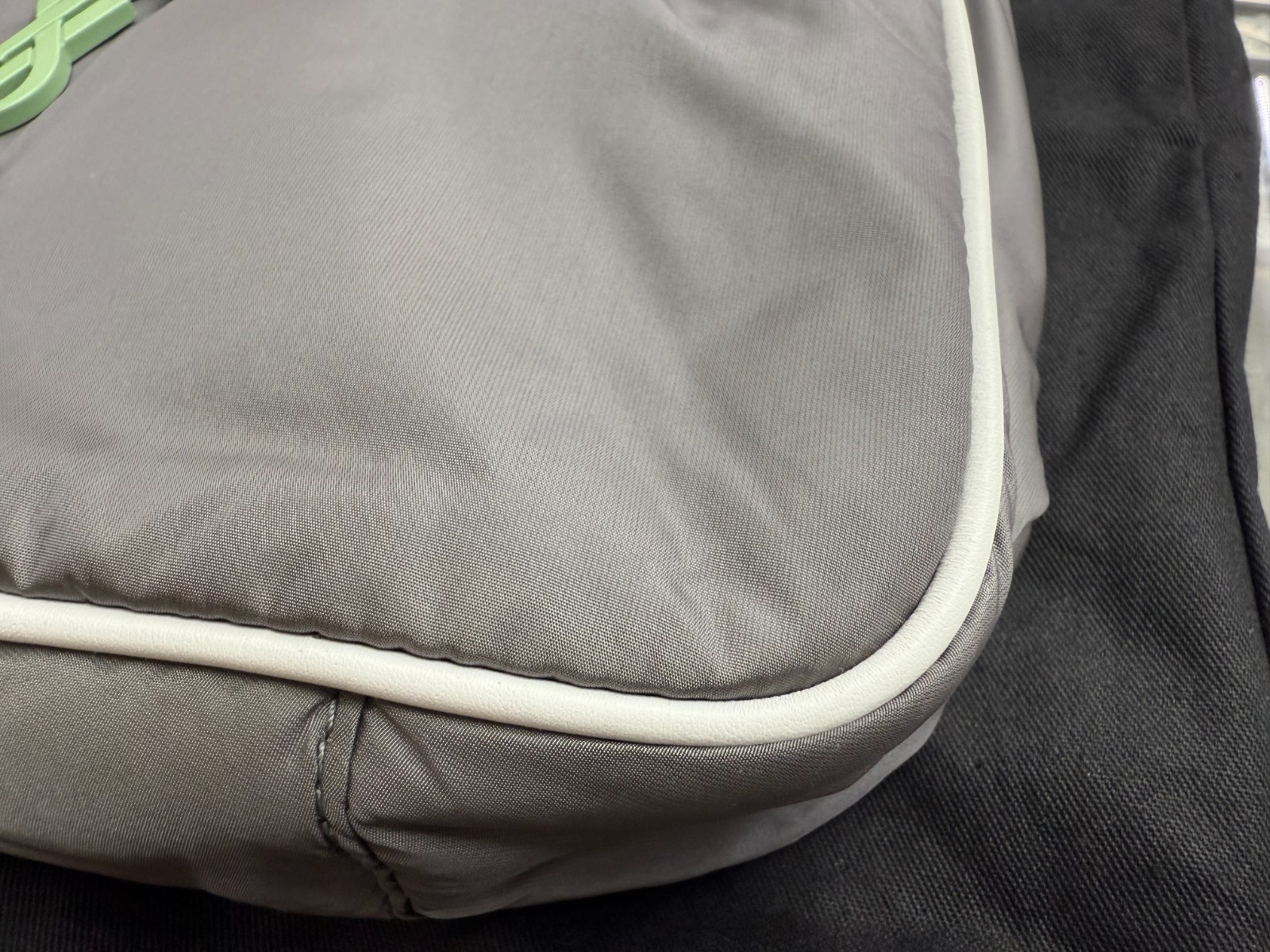 Saint Laurent 2023 Womens Nylon Le 5 A 7 Hobo Shoulder Bag Gray Mint Green