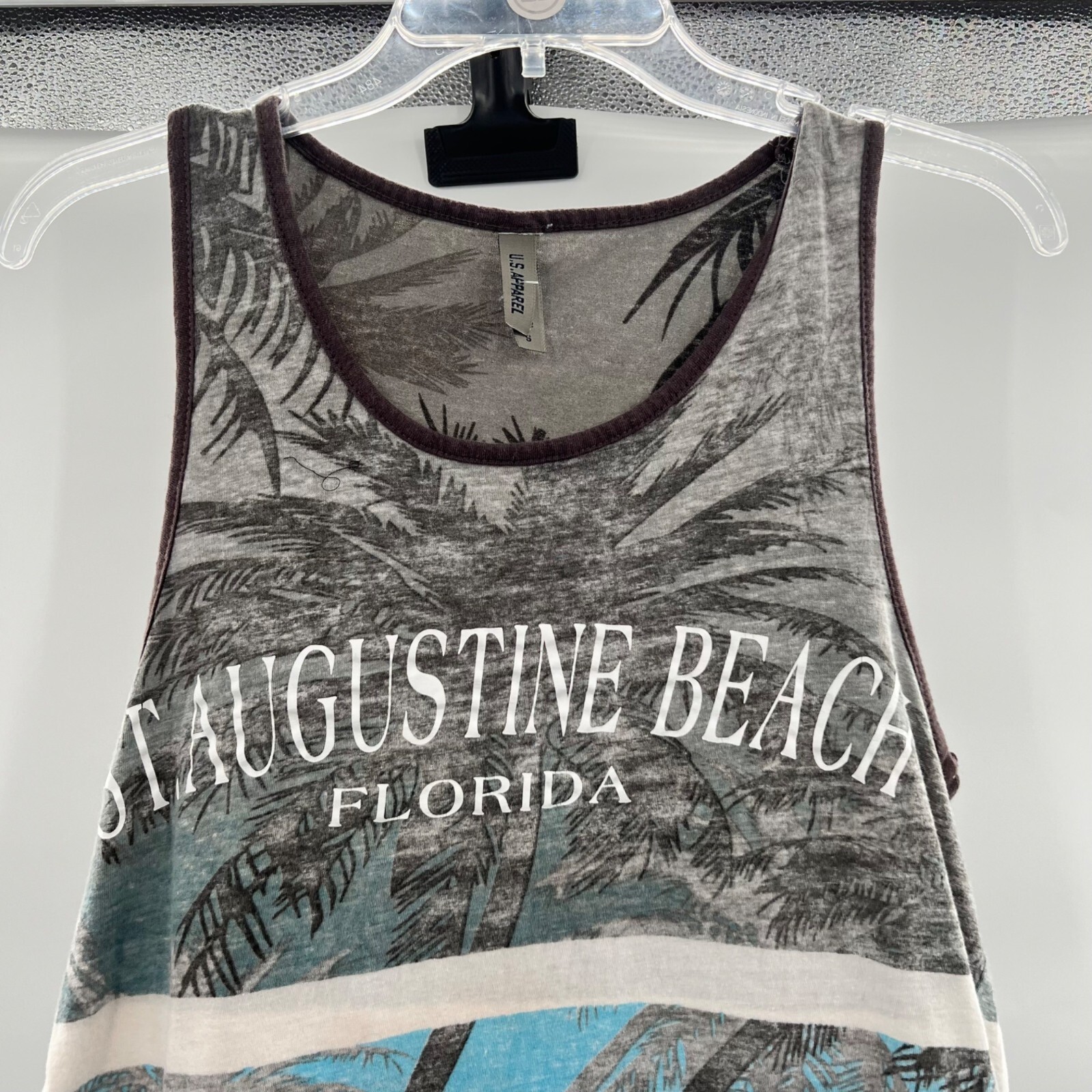 U.S. Apparel Men’s St. Augustine Beach Tank Top Gray/Multi Size Small