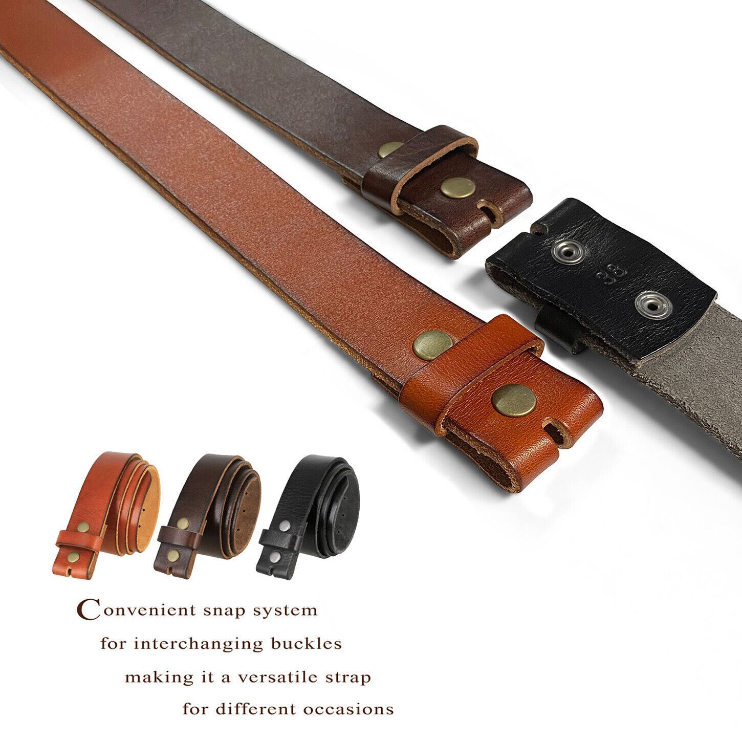 One Piece Genuine Full Grain Leather Casual Jean Belt 1-1/2″ (38mm) Wide