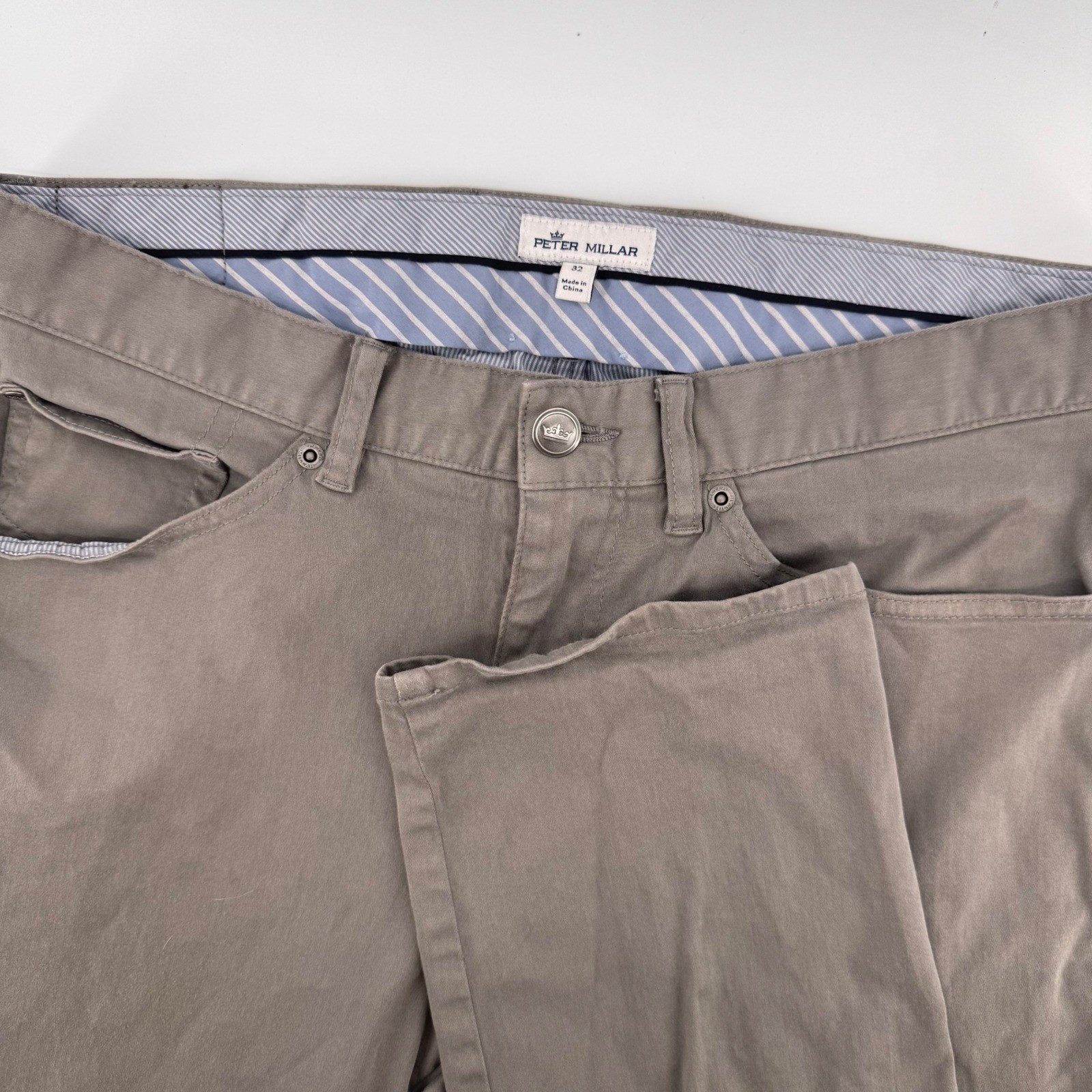 Peter Millar 5-Pocket Pants Men 32 Gray Cotton Modal Blend Straight Leg 9028
