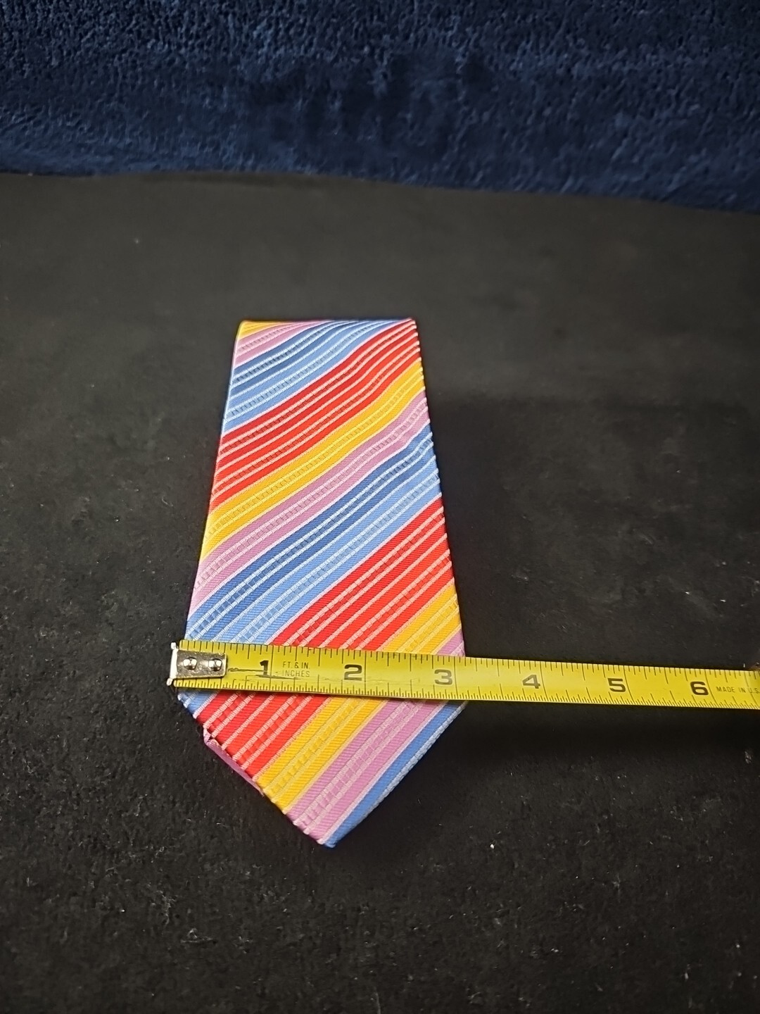 Weishang Silk Tie Woven RAINBOW Striped 58″ X 3.125″ EUC