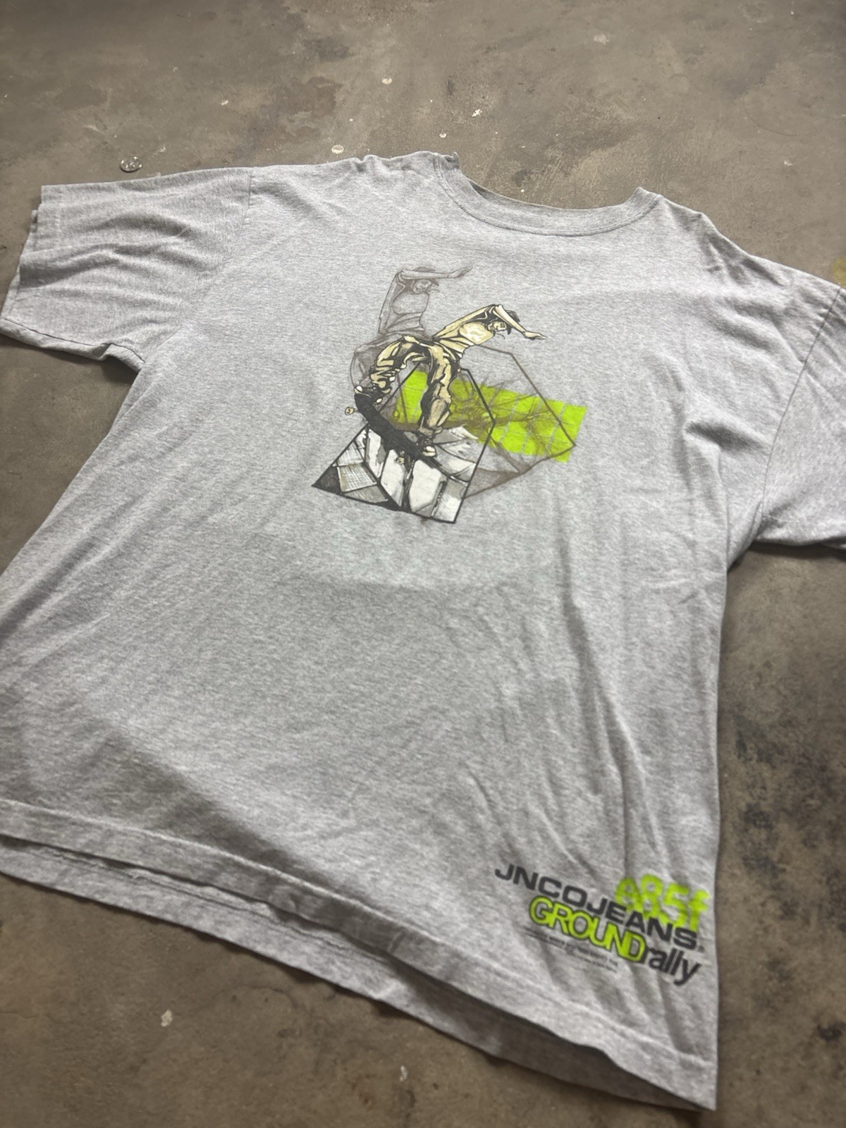 JNCO Jeans Gray Graphic Logo Crew Neck Short Sleeve Cotton T-Shirt XL