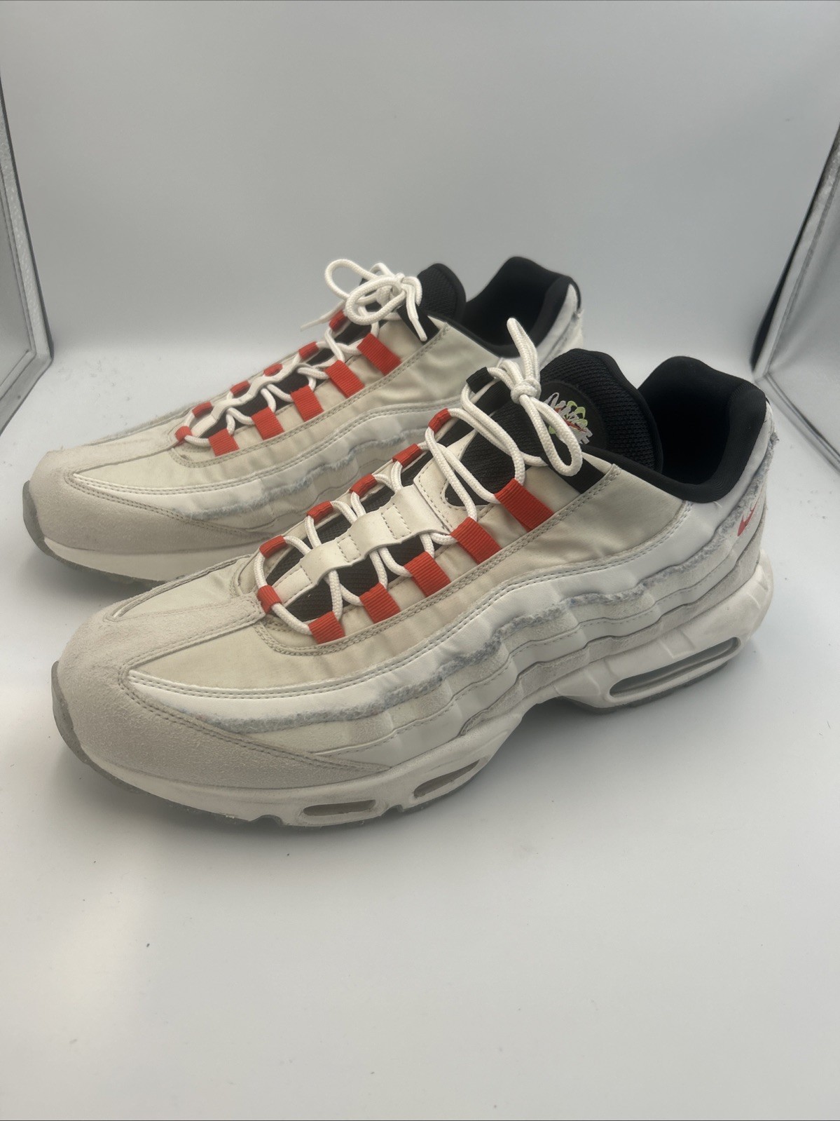 NIKE AIR MAX 95 SE DOUBLE SWOOSH LIGHT BONE HABANERO RED MEN SIZE 15 DQ0268-002