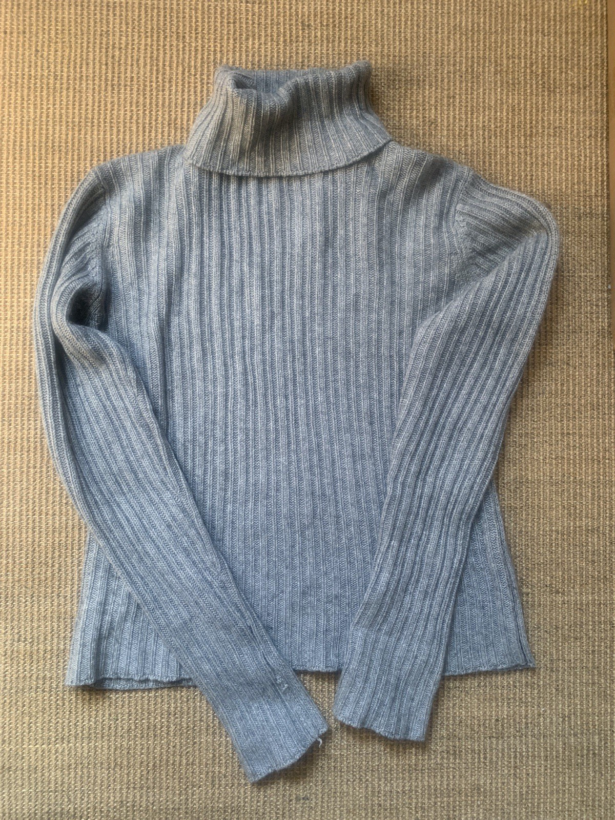 Regina Rubens Label Elbow Patch Silk Cashmere Roll Neck Turtleneck Size Medium