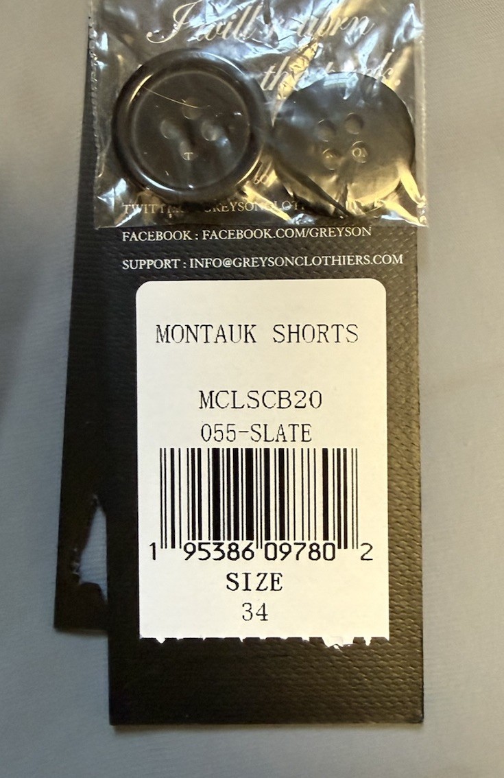 Greyson Montauk Performance 10” Golf Shorts Men’s 34 Slate Gray NWT Retail $130