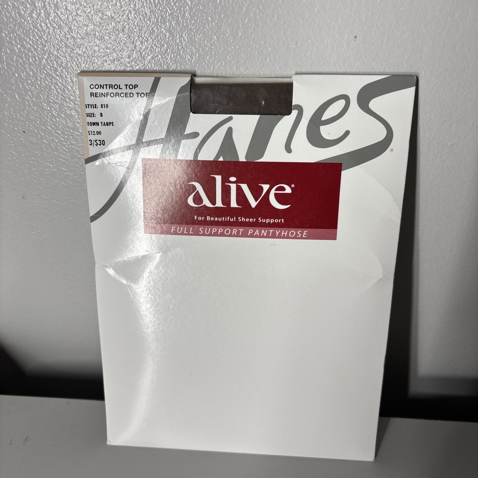 Hanes 810 Alive Full Support Control Top Pantyhose town taupe size B