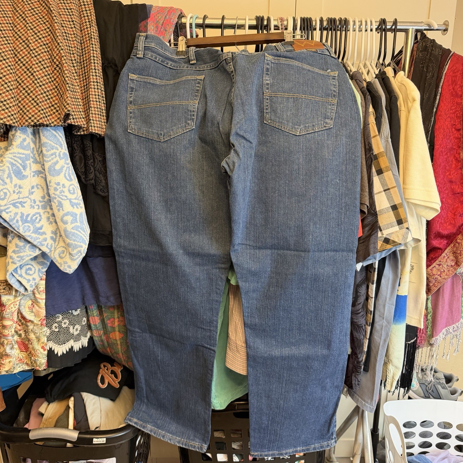 Genuine Wrangler Comfort Fit Men’s Jeans 38×30 Blue Denim Stretch MGW80DB
