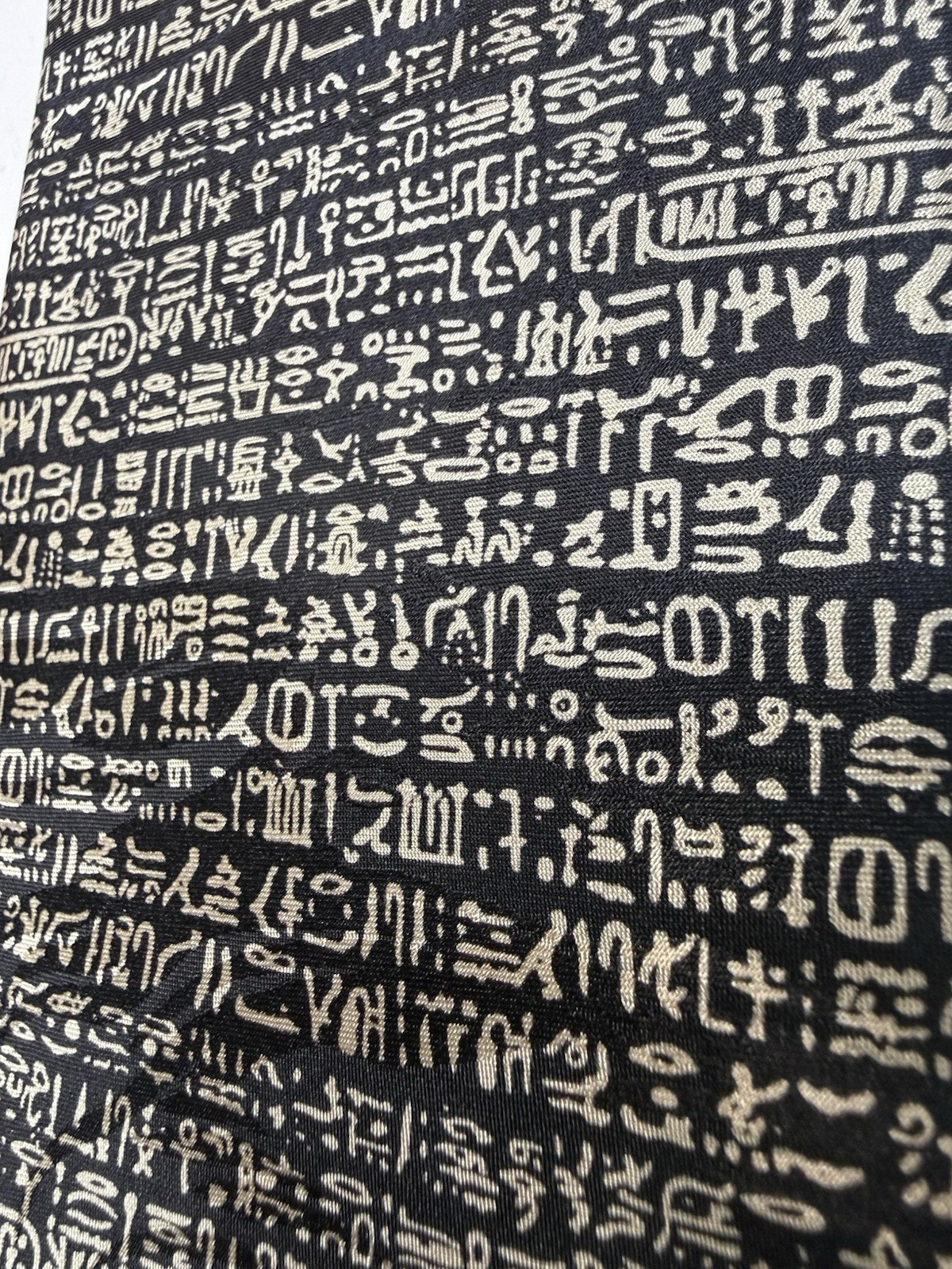 Museum Artifacts Rosetta Stone All Silk Tie Mens Black White Hieroglyphics NEW