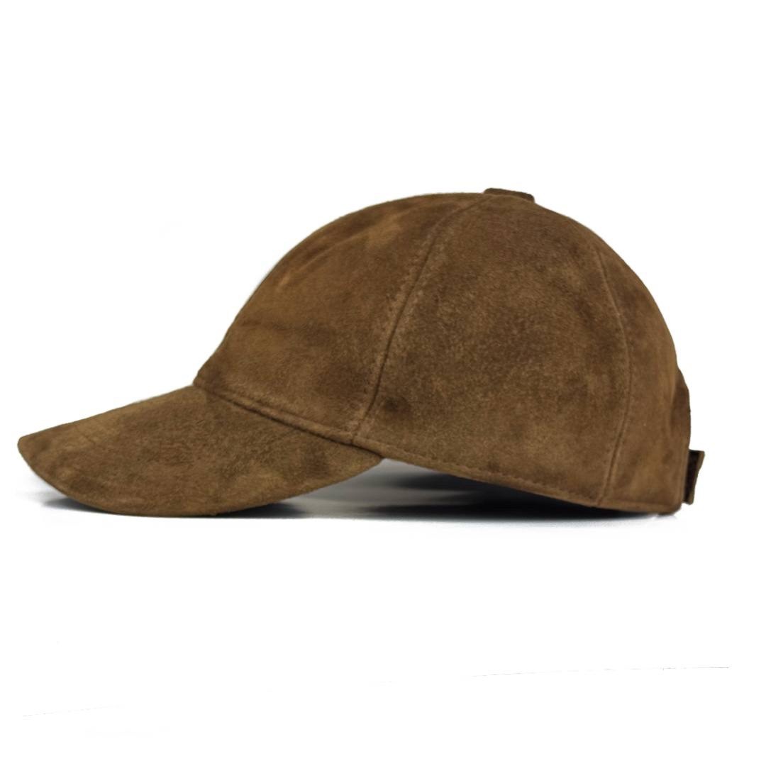 Real Suede Leather Baseball Cap for Men – Handmade Premium Quality Brown