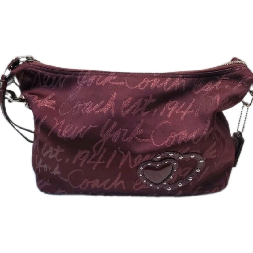 Coach Burgundy Dark Red Poppy Signature F17472 Hobo Bag Rare Holiday Limited
