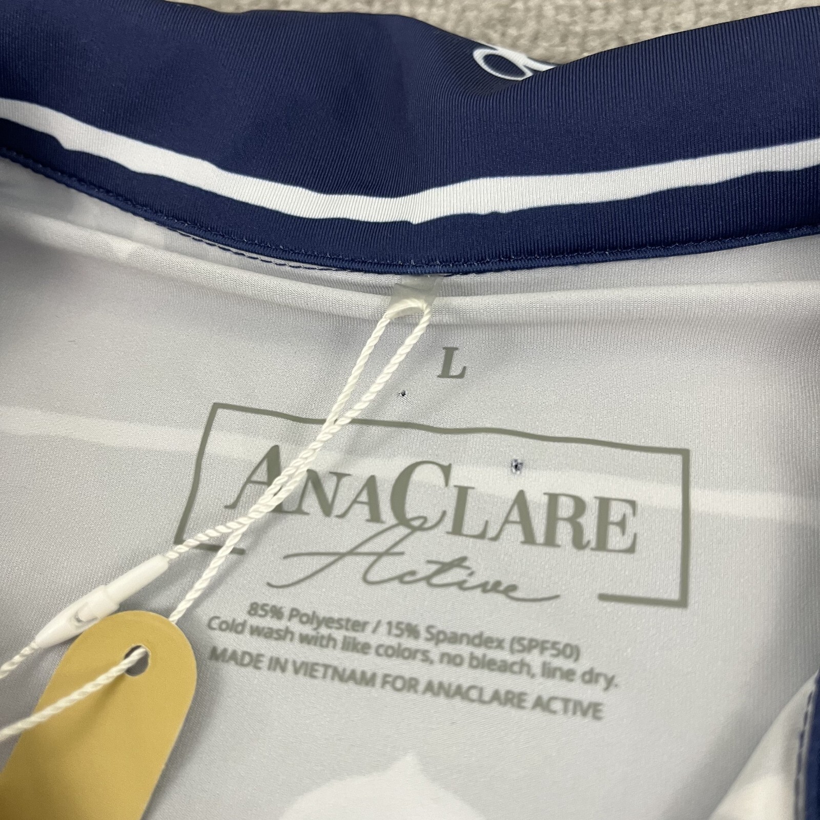 Ana Clare Marin Dress Womens Large Anchored Nautical Active Stretch Preppy NEW