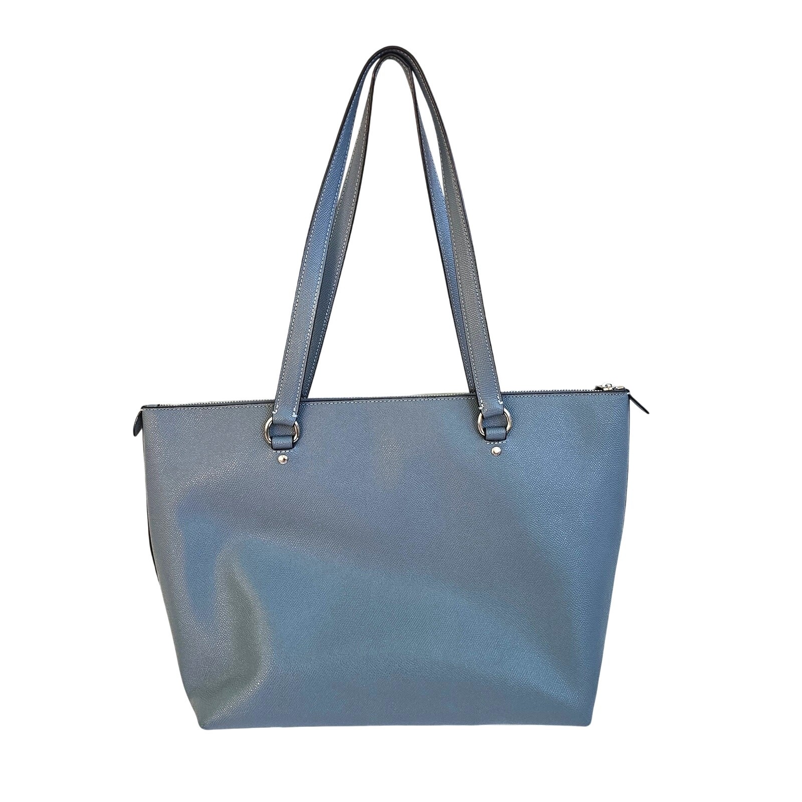 Coach Gallery Tote Blue Cross grain Leather Shoulder Bag Purse F79608