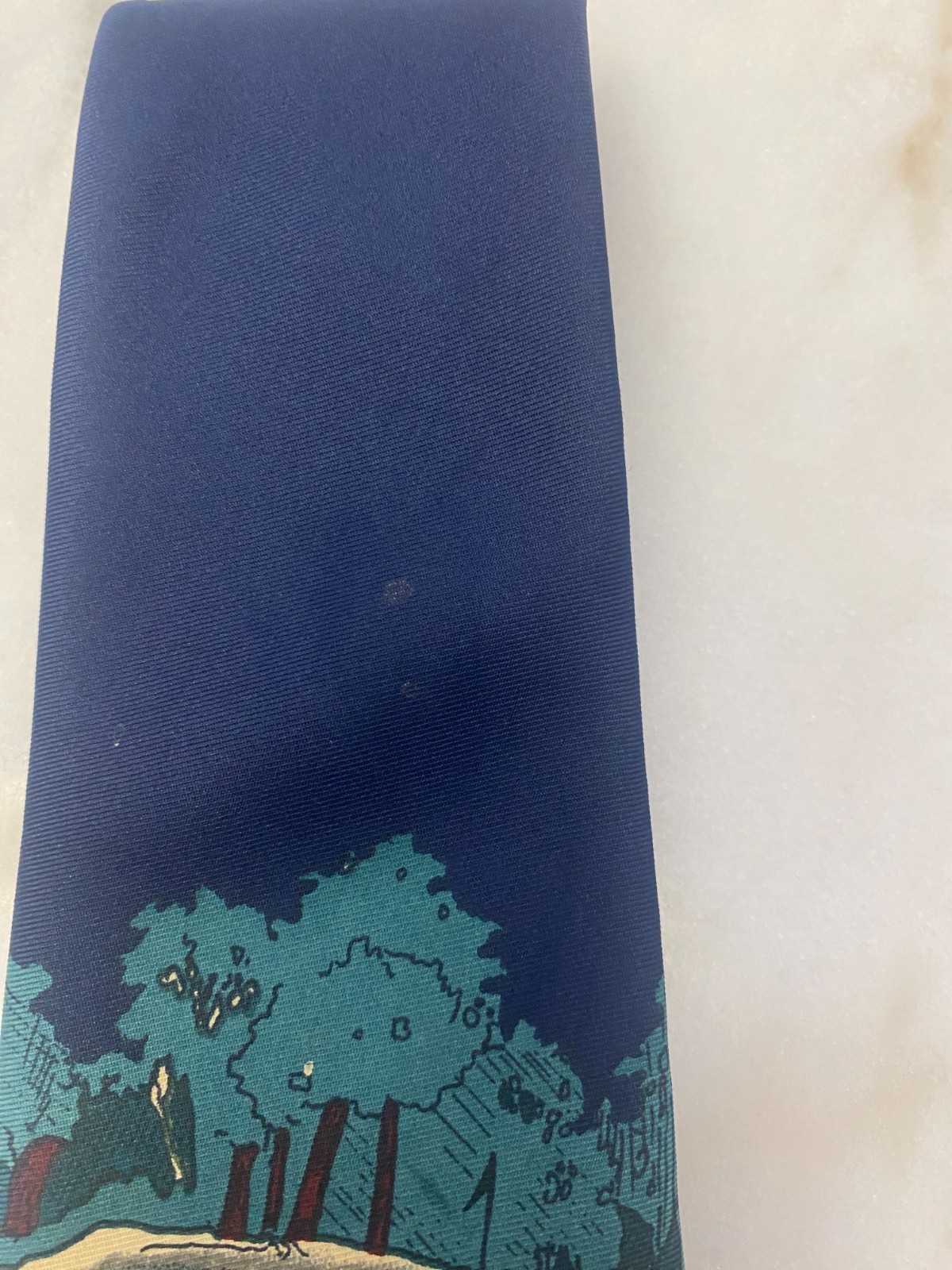 American Sports Golf Tie Novelty Golfer Golf Ball Scene Silk USA Made Wide 90s