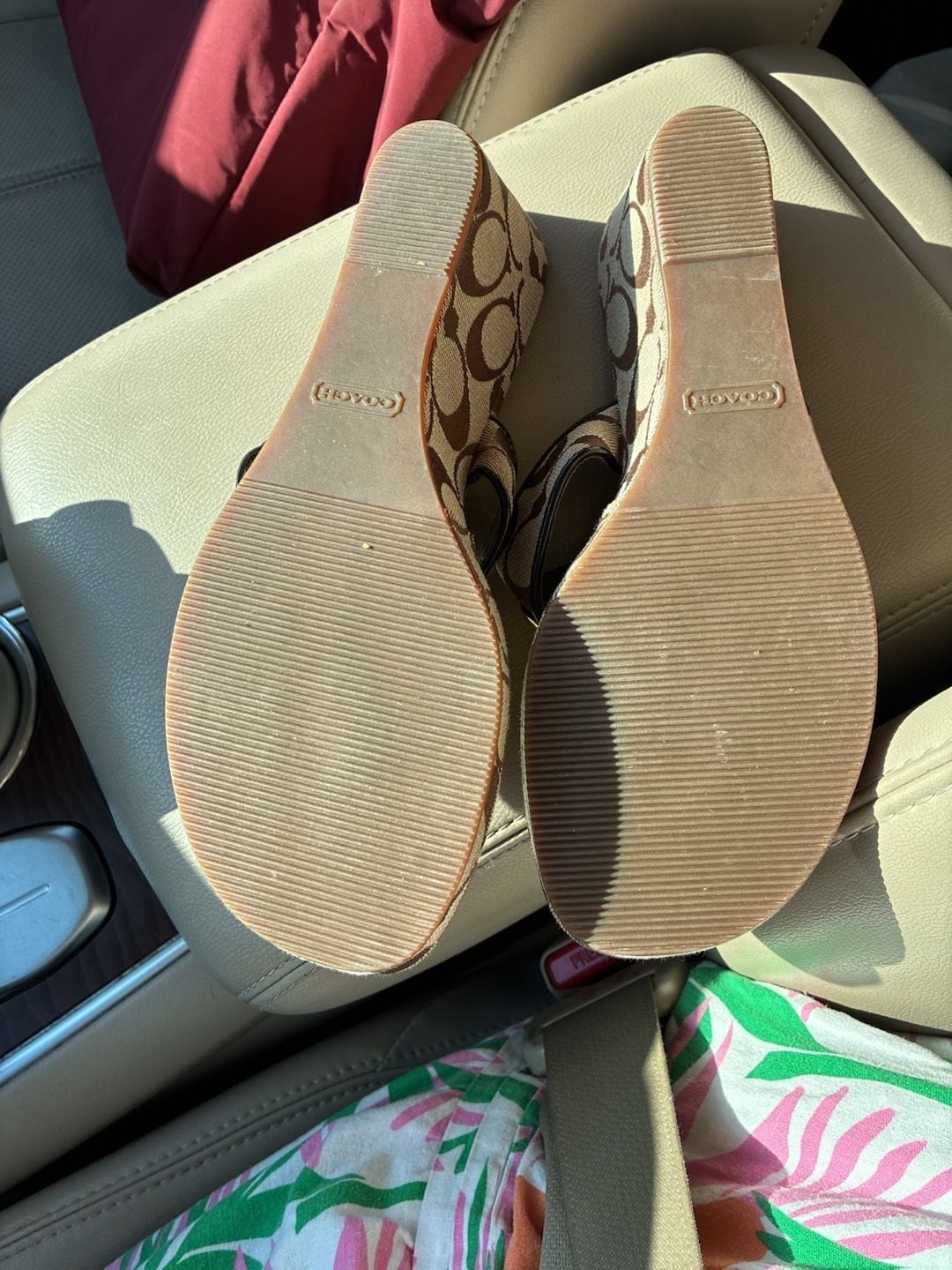 Coach Gracy Signature Canvas Wedge Thong Sandals