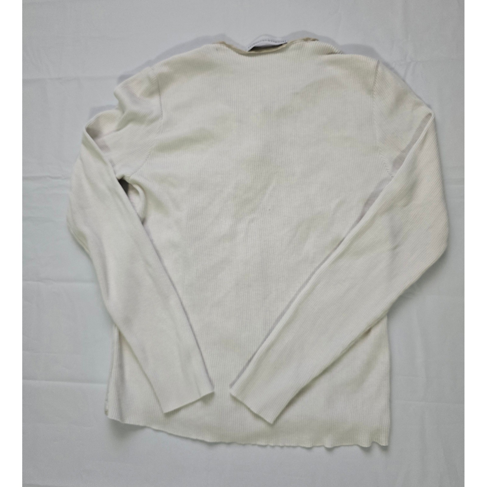 Brunello Cucinelli Cream Mixed Media Hook Eye Front Long S Top Small Cotton&Silk