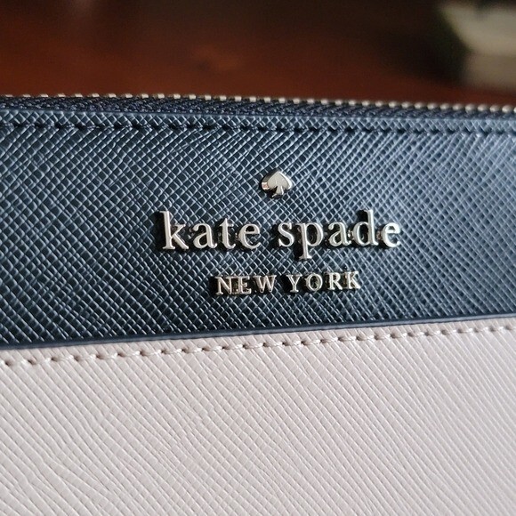 Kate Spade Staci WLR00120 Zip Around Continental Wallet Black Tan NWT