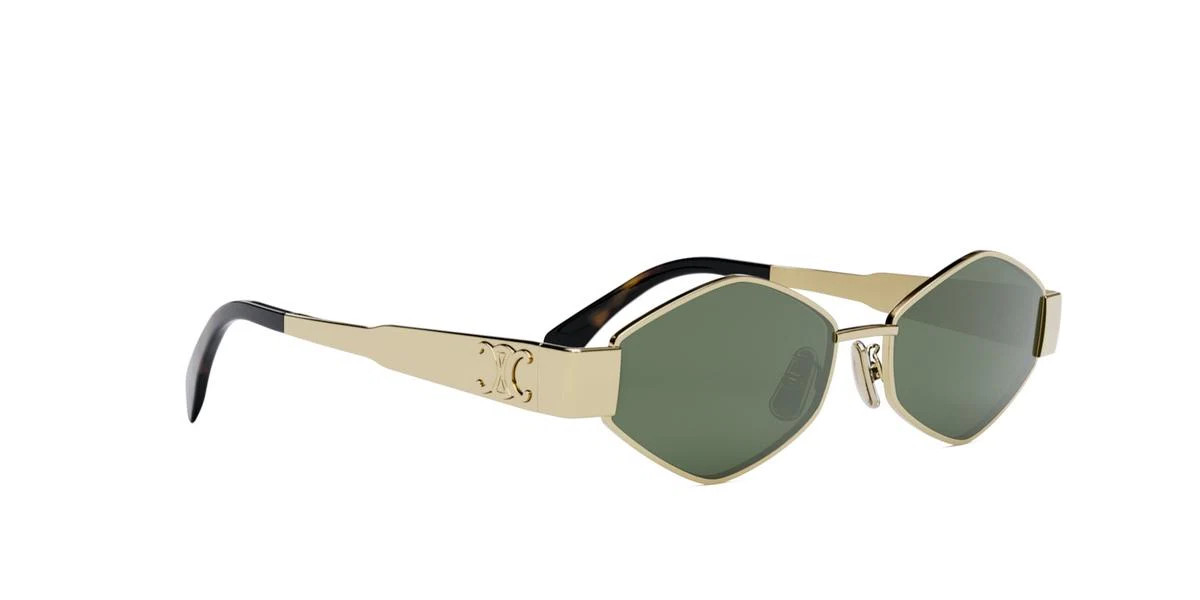 Celine Triomphe CL40254U 30N Shiny Endura Gold/Green Metal Women’s Sunglasses