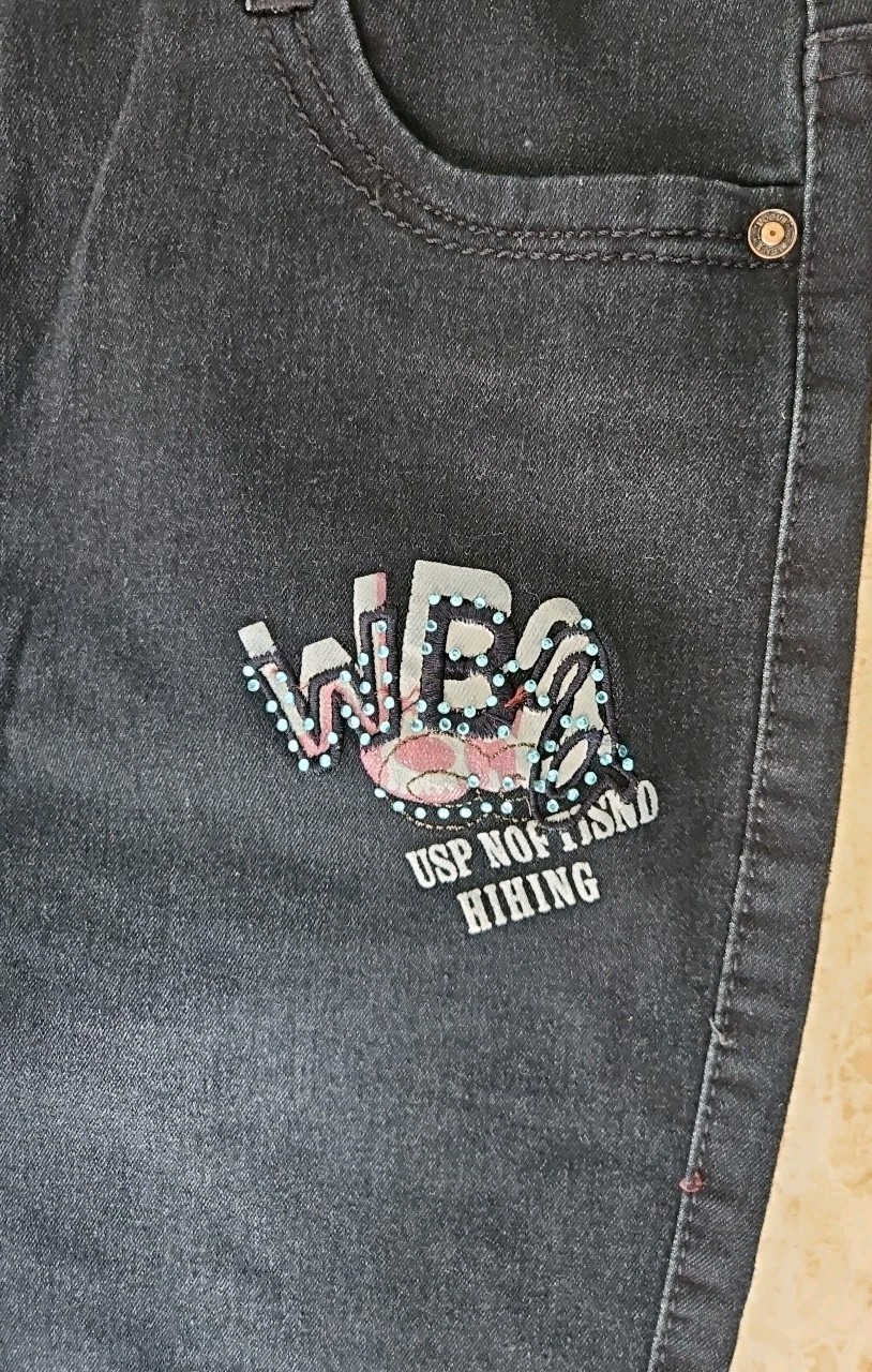 FS Clothing Mens W34 L30 Indigo Blue Boot Fit Embellished Jeans 34″ Denim Vogue