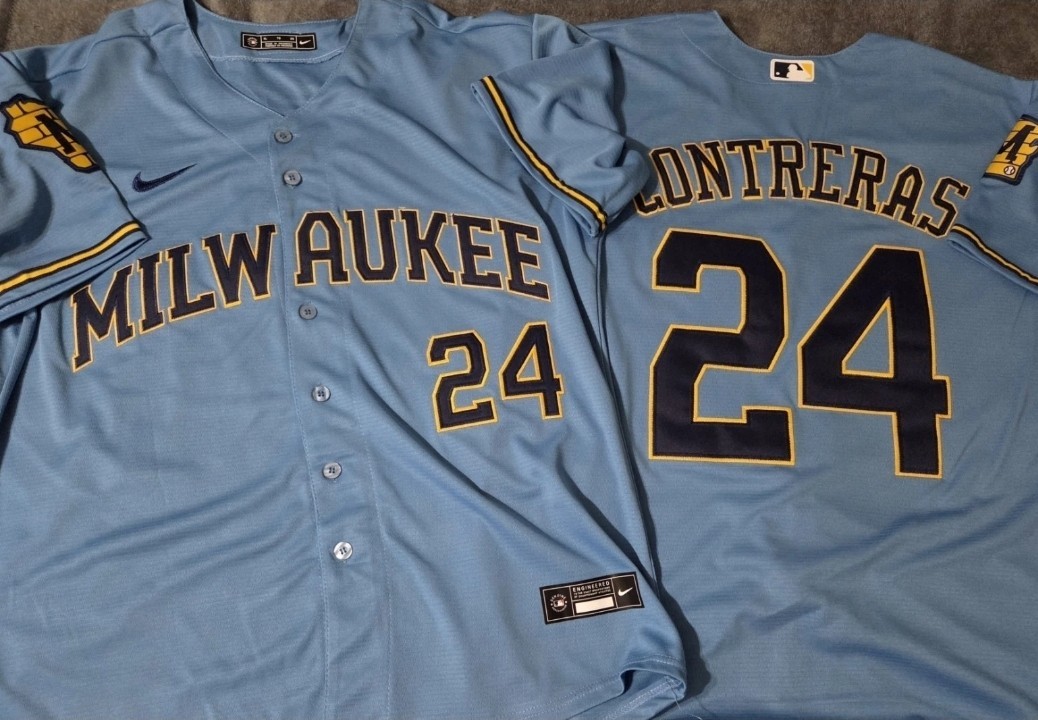 Fast Free Shipping! XL William Contreras Milwaukee Brewers Stitched Jersey