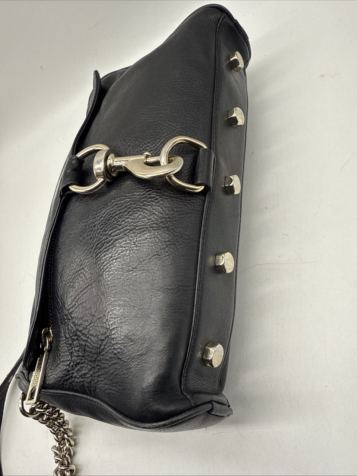 Rebecca Minkoff Mini MAC Black Leather Crossbody Silver Chain Hardware