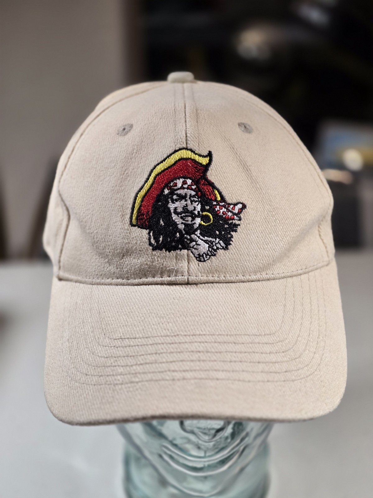 Captain Morgan Slideback Hat Beige One Size Adjustable Embroidered EUC