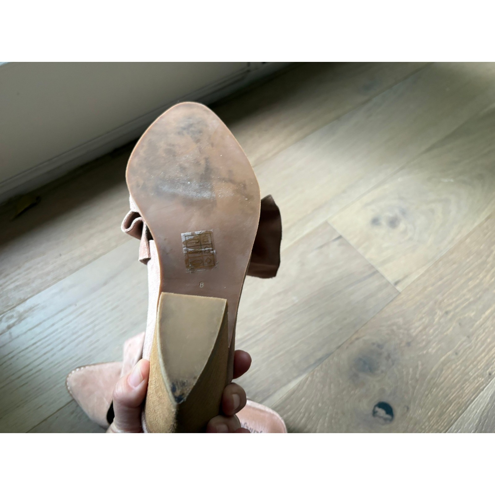 Jeffrey Campbell Oversized Bow Preppy Pink Suede Mules with Pointed Toe Size 8