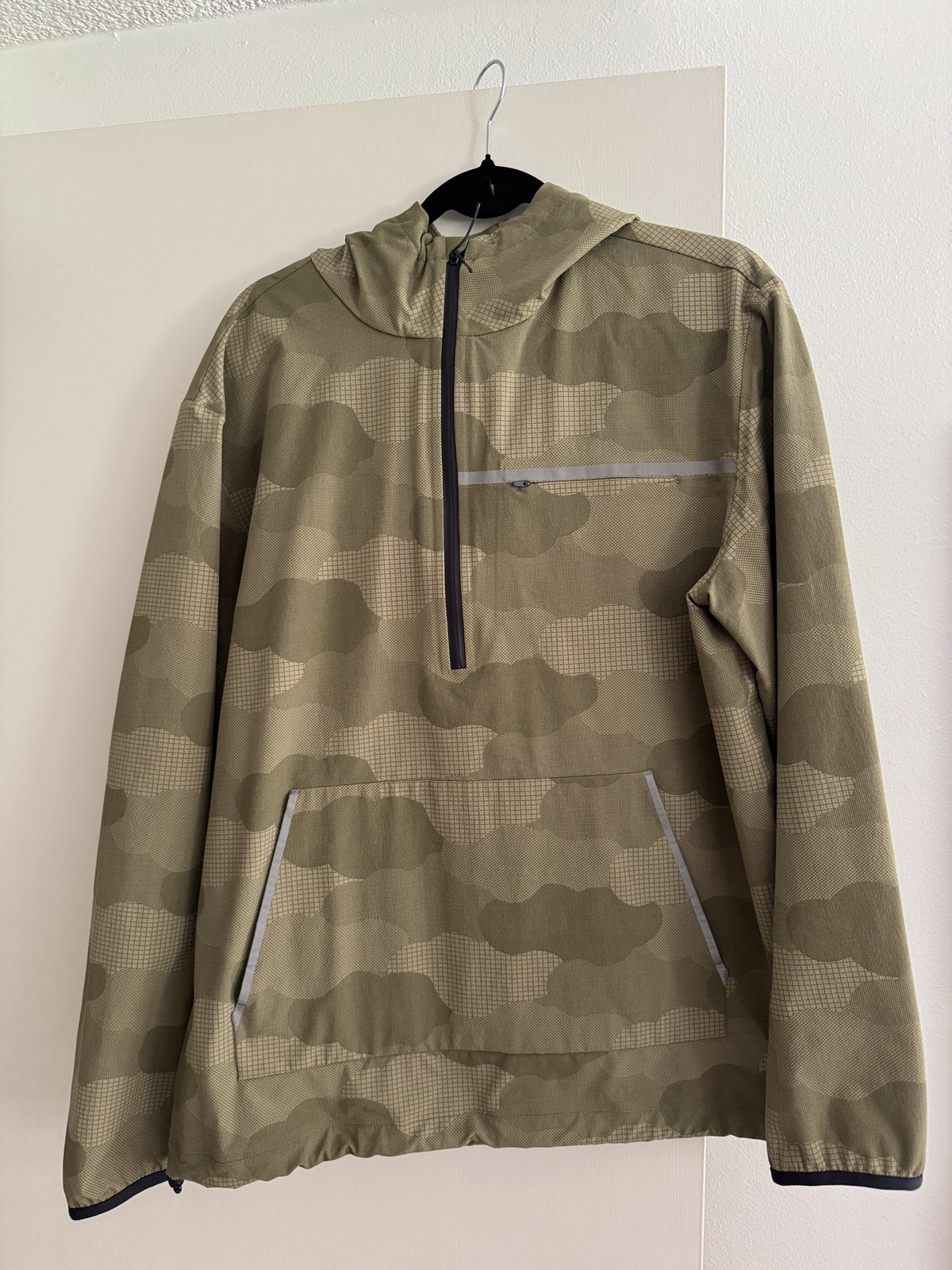 A.P.C. Outdoor Voices Jacket Mens Medium Green Camo 1/2 Zip Windbreaker Anorak