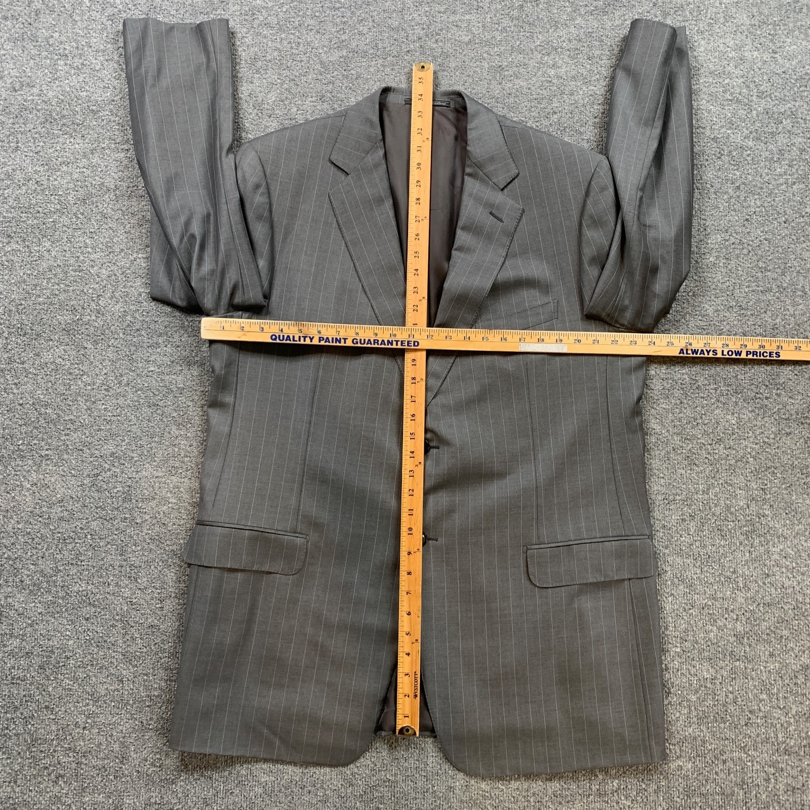 Ermenegildo Zegna Blazer Mens 48 (EU 58) Gray Trofeo Wool Pinstripe Two Button