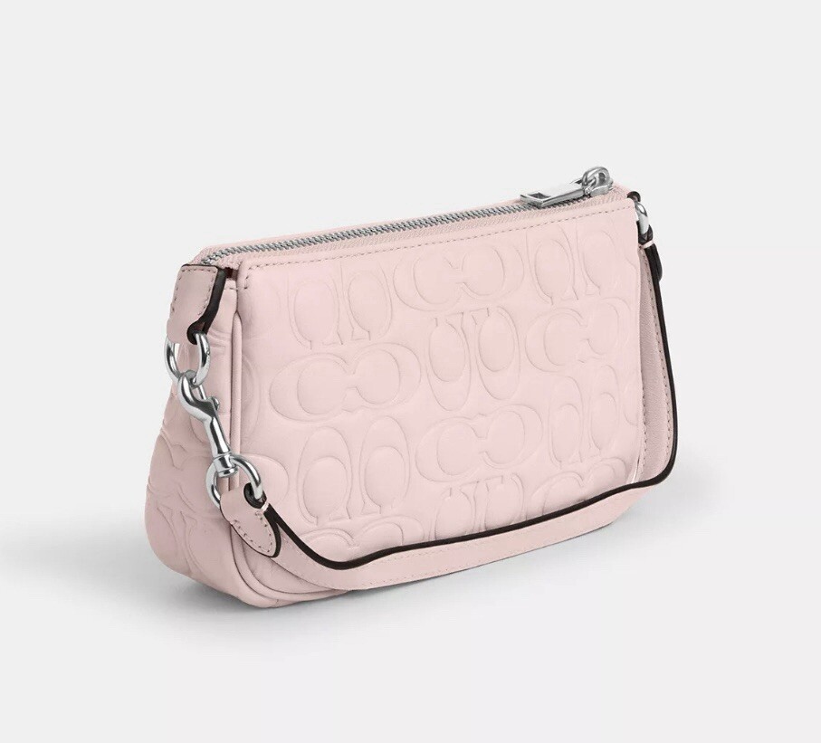 NEW Authentic COACH Nolita 19 In Signature Leather Silver/Blush Pink Bag CZ456
