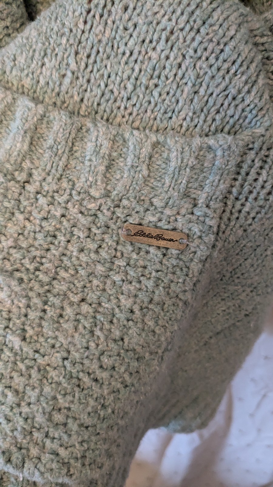 Eddie Bauer Knit Open Front Cardigan with Pockets and Hood in light blue