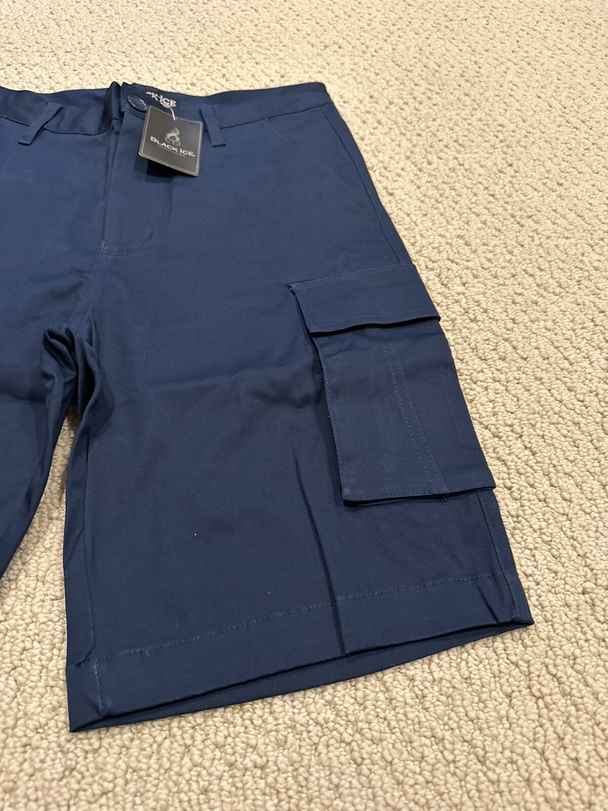 NWT Men’s Black Ice Navy Blue Cotton Cargo Pocket Shorts ALL SIZES