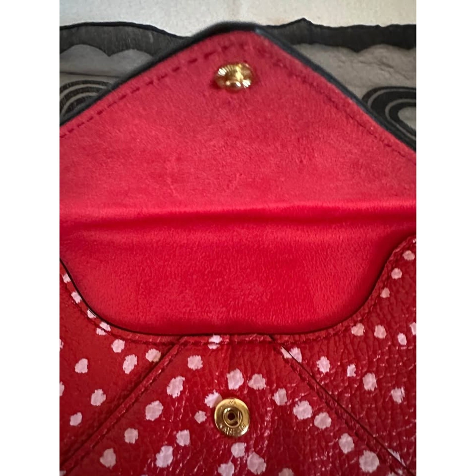 Diane von Furstenberg (DVF) Red / White Polka Dot Envelope Clutch Wristlet Strap