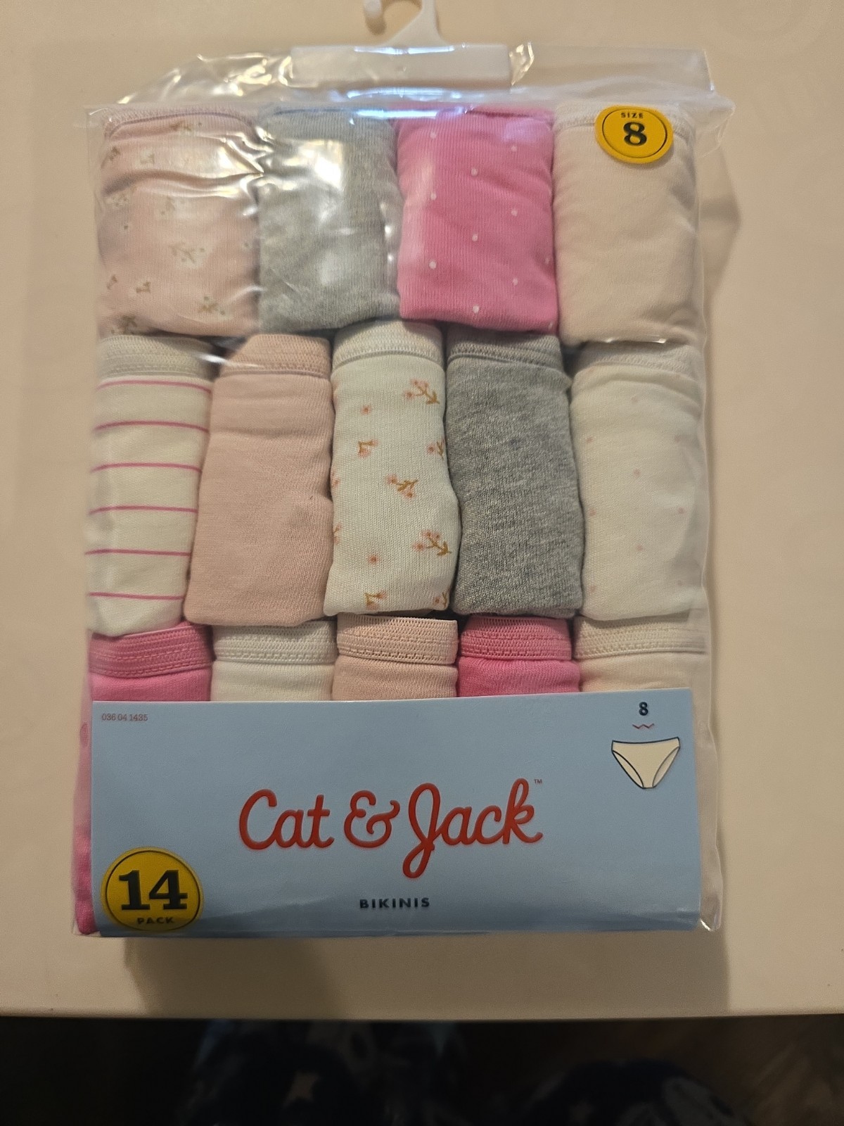 NWT Cat & Jack Girls 14 Pack Cotton Assorted Colors Bikini Panties Size 8