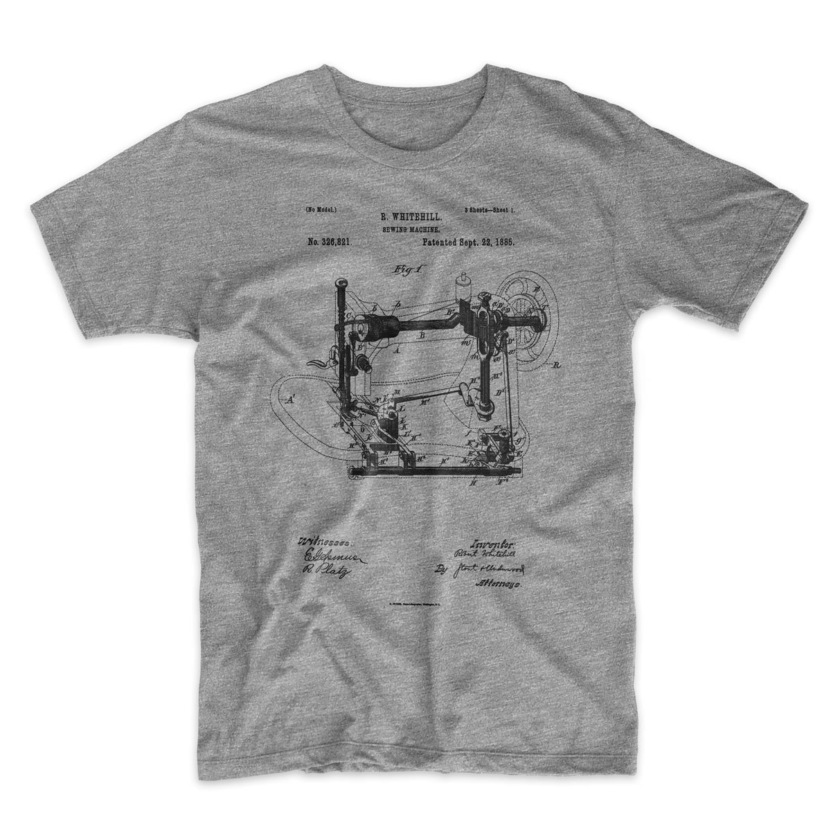 Sewing Machine Patent T-Shirt, Sewing Shirt Patent Art 100% Soft Cotton Comfy