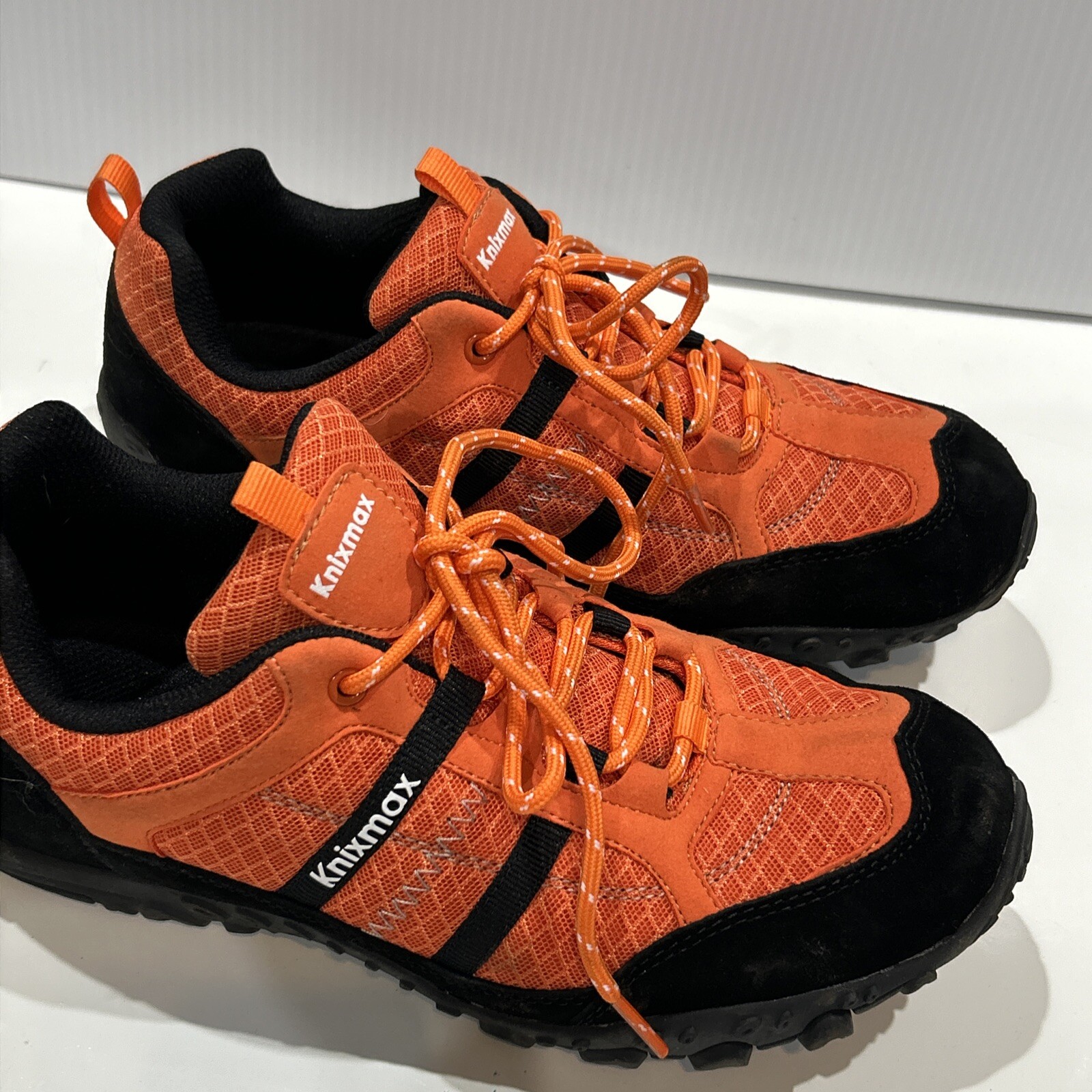 KnixMax Unisex Orange Low Top Hiking Trail Walking Trek Shoes 41 Men 8 Women 9.5