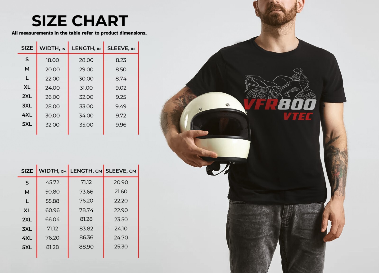 Honda VFR800 VTEC RC46 2002-2013 – Motorcycle T-Shirt for Riders