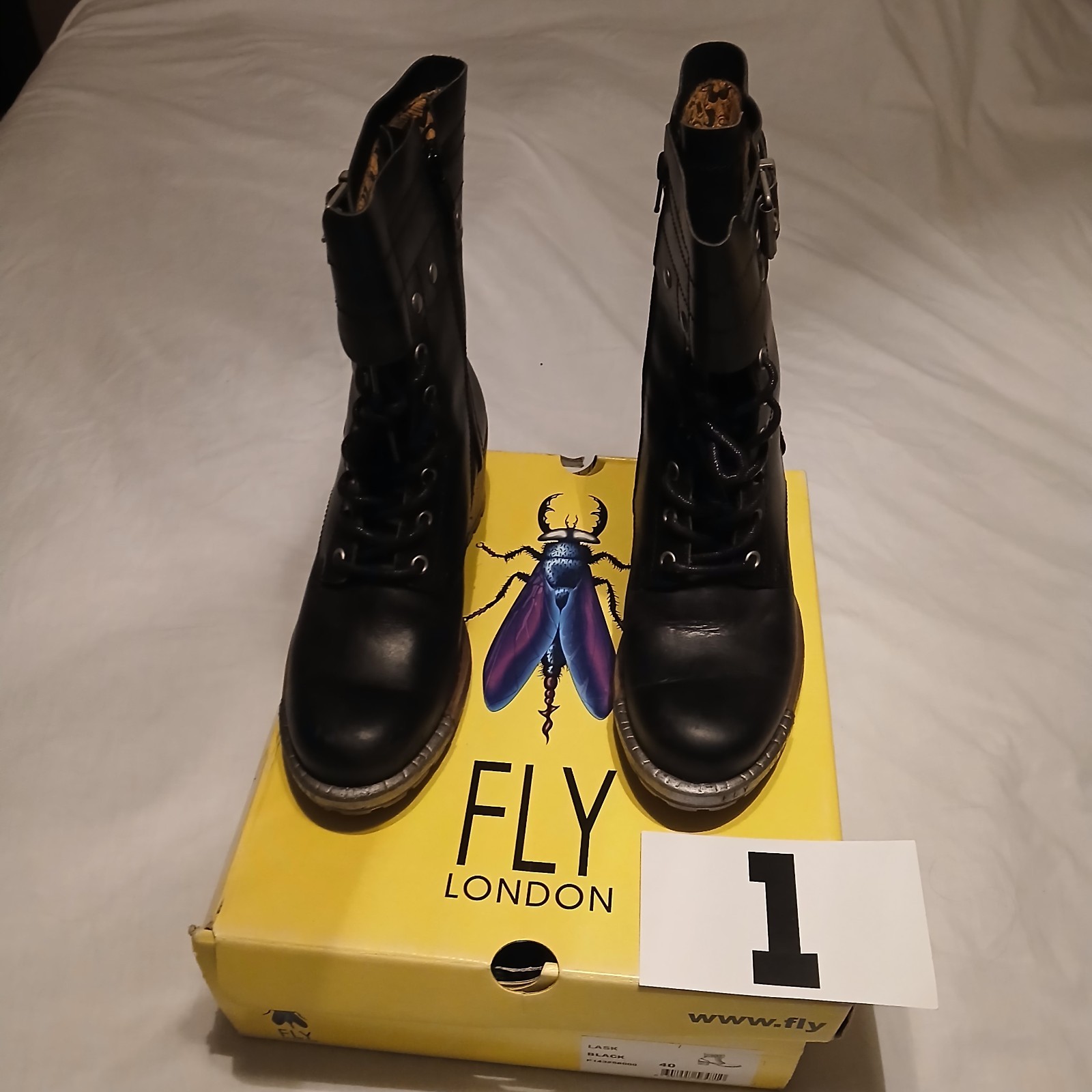 Fly London Lask Women’s Boot Color Black Size 40 US 9-9.5 New In Box. Approx 11″